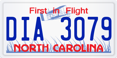 NC license plate DIA3079