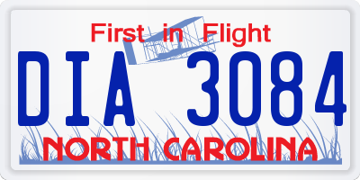 NC license plate DIA3084