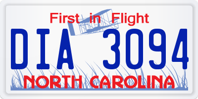 NC license plate DIA3094