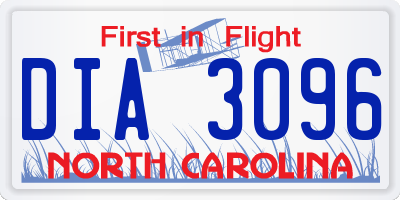 NC license plate DIA3096