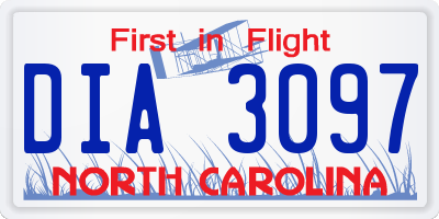 NC license plate DIA3097