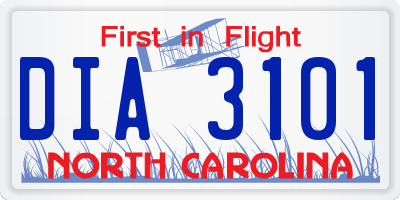 NC license plate DIA3101