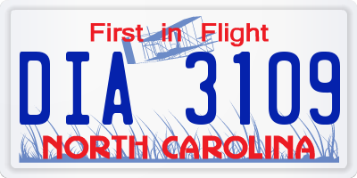 NC license plate DIA3109