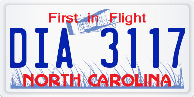 NC license plate DIA3117