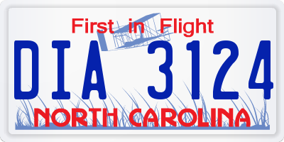 NC license plate DIA3124