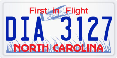 NC license plate DIA3127