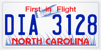 NC license plate DIA3128
