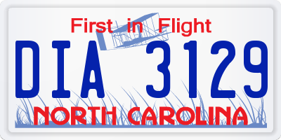 NC license plate DIA3129