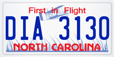 NC license plate DIA3130