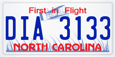 NC license plate DIA3133