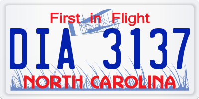 NC license plate DIA3137