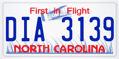 NC license plate DIA3139