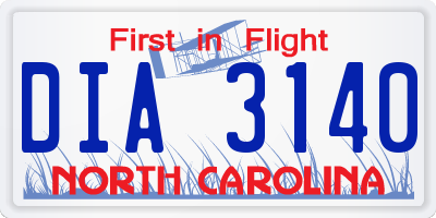 NC license plate DIA3140