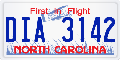 NC license plate DIA3142