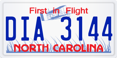 NC license plate DIA3144
