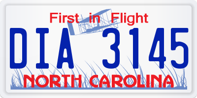 NC license plate DIA3145