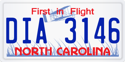 NC license plate DIA3146