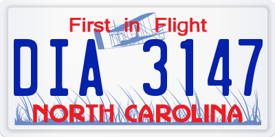 NC license plate DIA3147