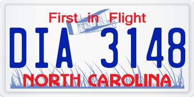 NC license plate DIA3148