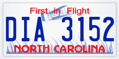 NC license plate DIA3152