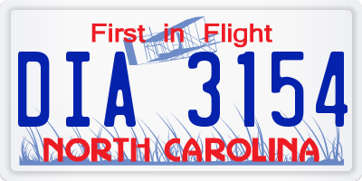 NC license plate DIA3154