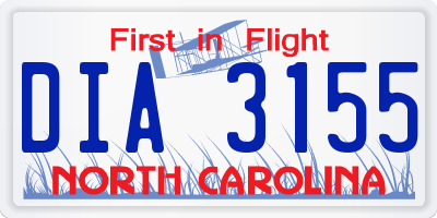 NC license plate DIA3155