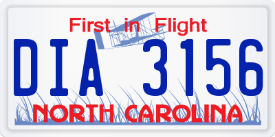NC license plate DIA3156