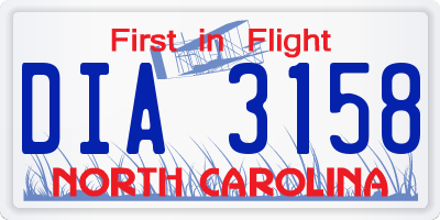 NC license plate DIA3158