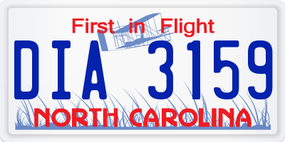 NC license plate DIA3159