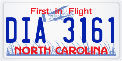 NC license plate DIA3161
