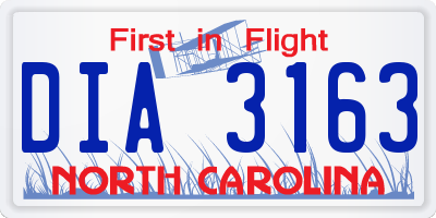 NC license plate DIA3163