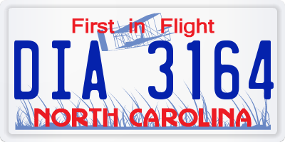NC license plate DIA3164