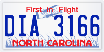 NC license plate DIA3166