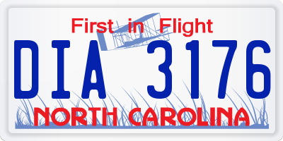 NC license plate DIA3176