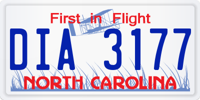 NC license plate DIA3177
