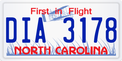 NC license plate DIA3178