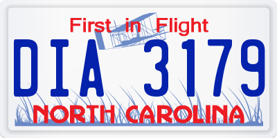 NC license plate DIA3179