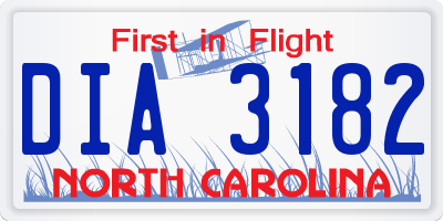 NC license plate DIA3182