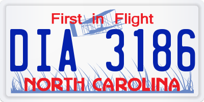 NC license plate DIA3186