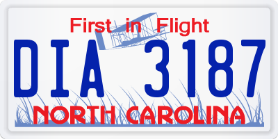 NC license plate DIA3187