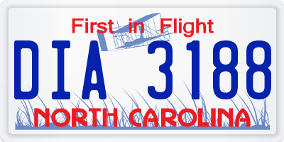 NC license plate DIA3188