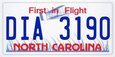 NC license plate DIA3190