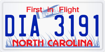 NC license plate DIA3191