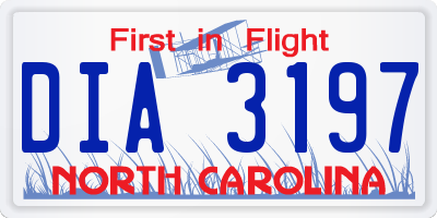 NC license plate DIA3197