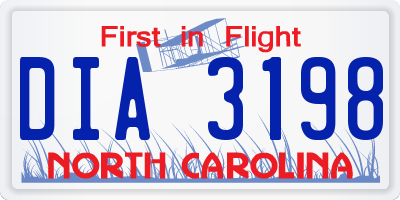 NC license plate DIA3198