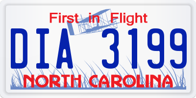 NC license plate DIA3199