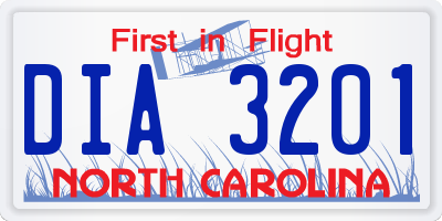 NC license plate DIA3201