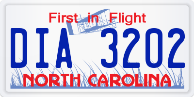NC license plate DIA3202