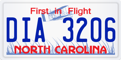 NC license plate DIA3206