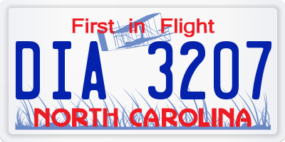 NC license plate DIA3207